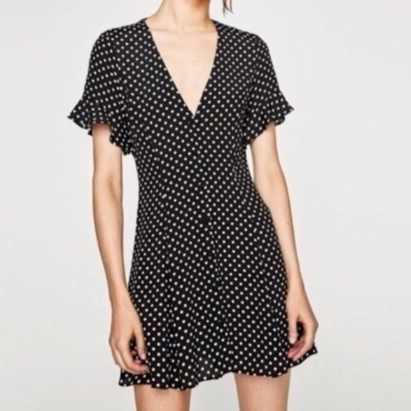 Zara Dresses & Skirts - Zara Woman Polka Dot Full Button Front Dress